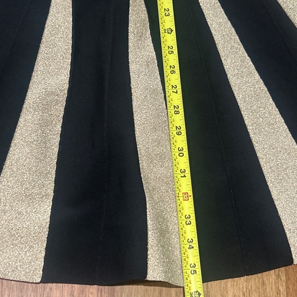 Ted Baker Wytney Black & Gold Cold Shoulder Skater Dress Size 3 - Picture 14 of 16